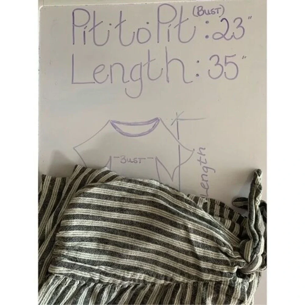 Who What Wear‎ Women Babydoll Striped Linen Blend Midi Dress Size XXL Pockets - Picture 11 of 16